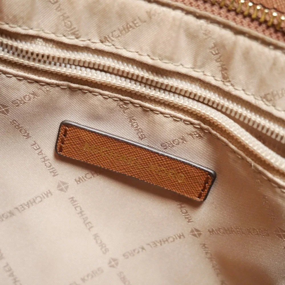 Michael Kors Hope Satchel Brown Monogram Logo Crossbody Handbag Gold Tone HW